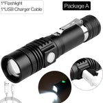 lampe torche led rechargeable usb 12000 lumens clip poche moderne robuste camping