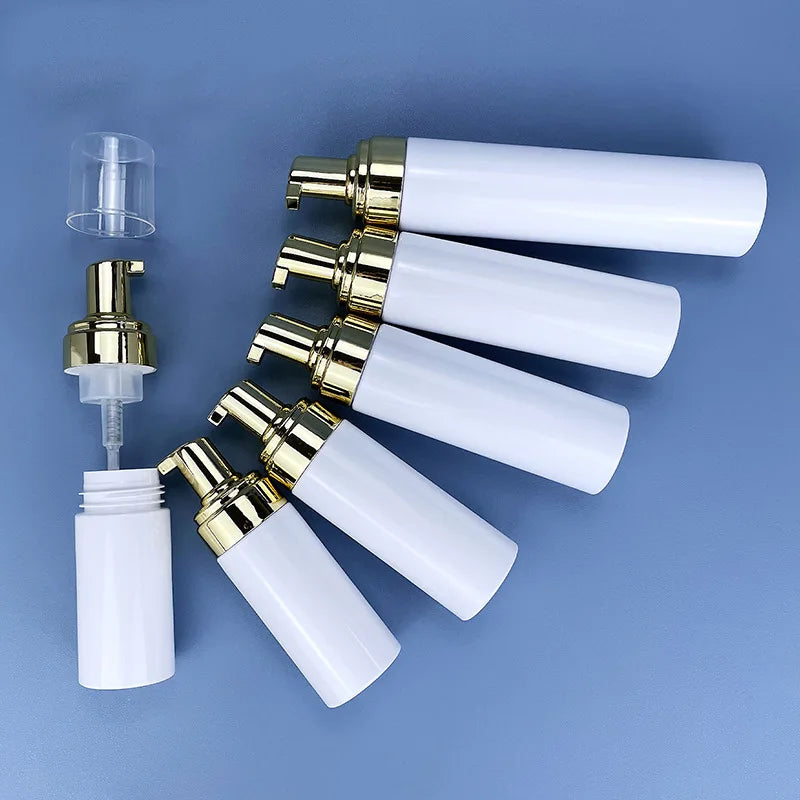 flacon cosmétique blanc mat pompe distributeur savon mousse rechargeable salle bain