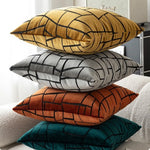 coussins décoratifs géométriques modernes polyester opaques vert foncé gris orange jaune fixés