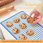 tapis cuisson silicone grille bleu blanc moderne biscuits four pâtisserie antiadhésive réutilisable respectueux environnement