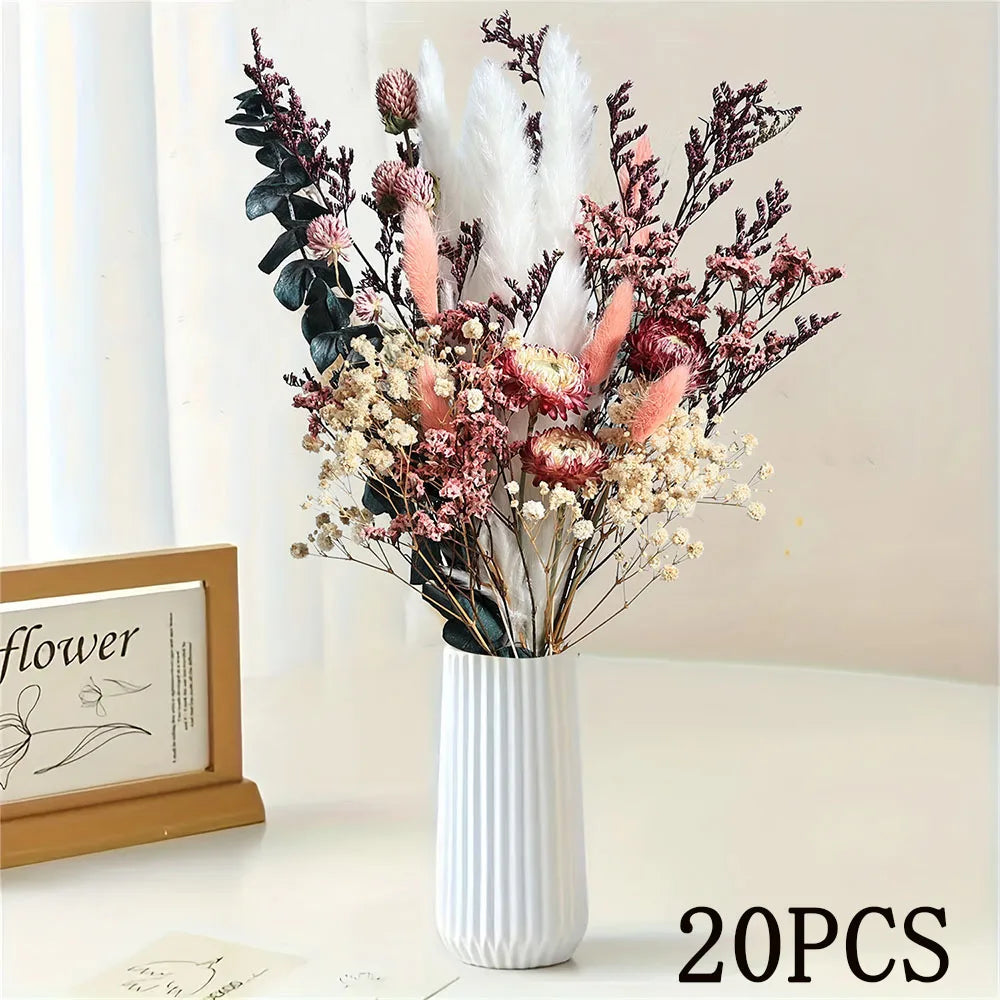 bouquet fleurs séchées naturel décoration maison anniversaire mariage decor rustique blanc rose