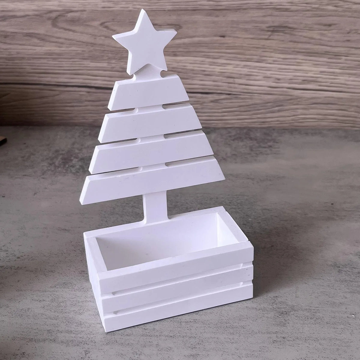 moule silicone decor noel boite sapin blanc decoration moderne rustique festive echangement résine platre