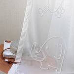 rideau blanc transparent animal éléphants hippopotames moderne enfant tringle maison