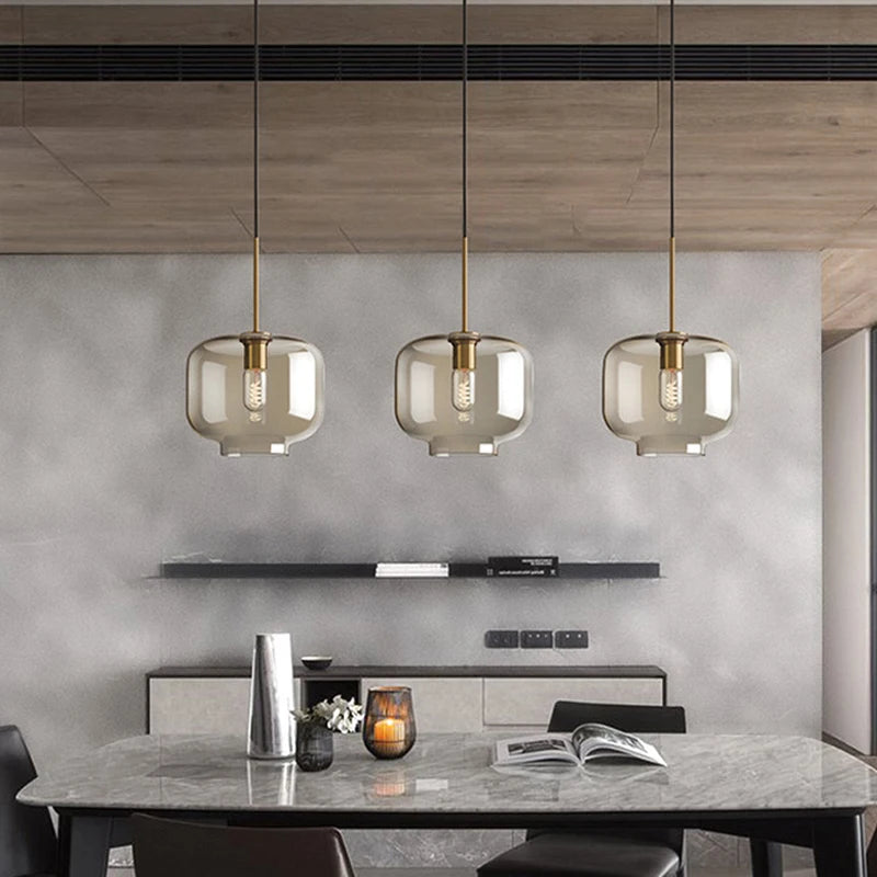 Luminaire industriel pendentif en verre couleur violet