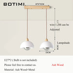 suspension lumineuse moderne ampoules blanc bois naturel rond mat opacité chaînes