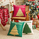 coussin brodé sapin noël rouge vert blanc décoratif festive adhésif étoiles renne père noël