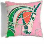 coussin carré patchwork adhésif motifs chevaux rayures 35 45 50 60cm polyester blanc gris