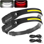 lampe frontale led rechargeable noir jaune fluo modes étanche détecteur mouvement camping pêche randonnée