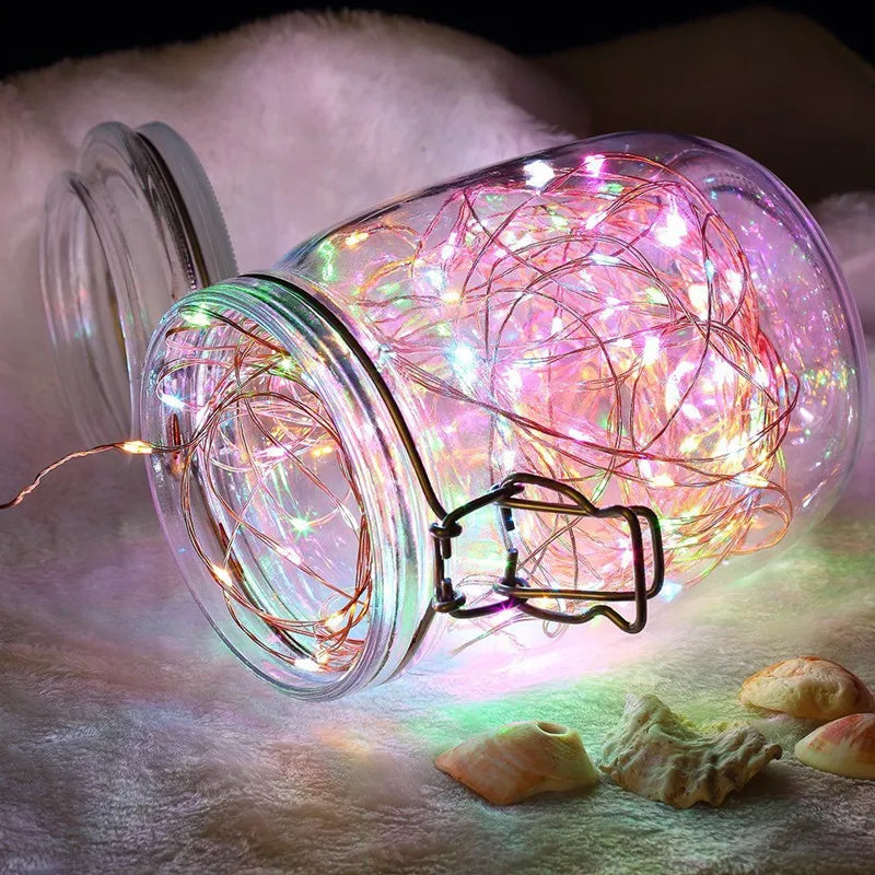 guirlande lumineuse led multicolore fil cuivre decoration noel mariage interieur exterieur telecommande