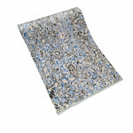 tapis décoratif moderne blanc cassé bleu noir veines abstrait 250cm 58cm 0.25mm