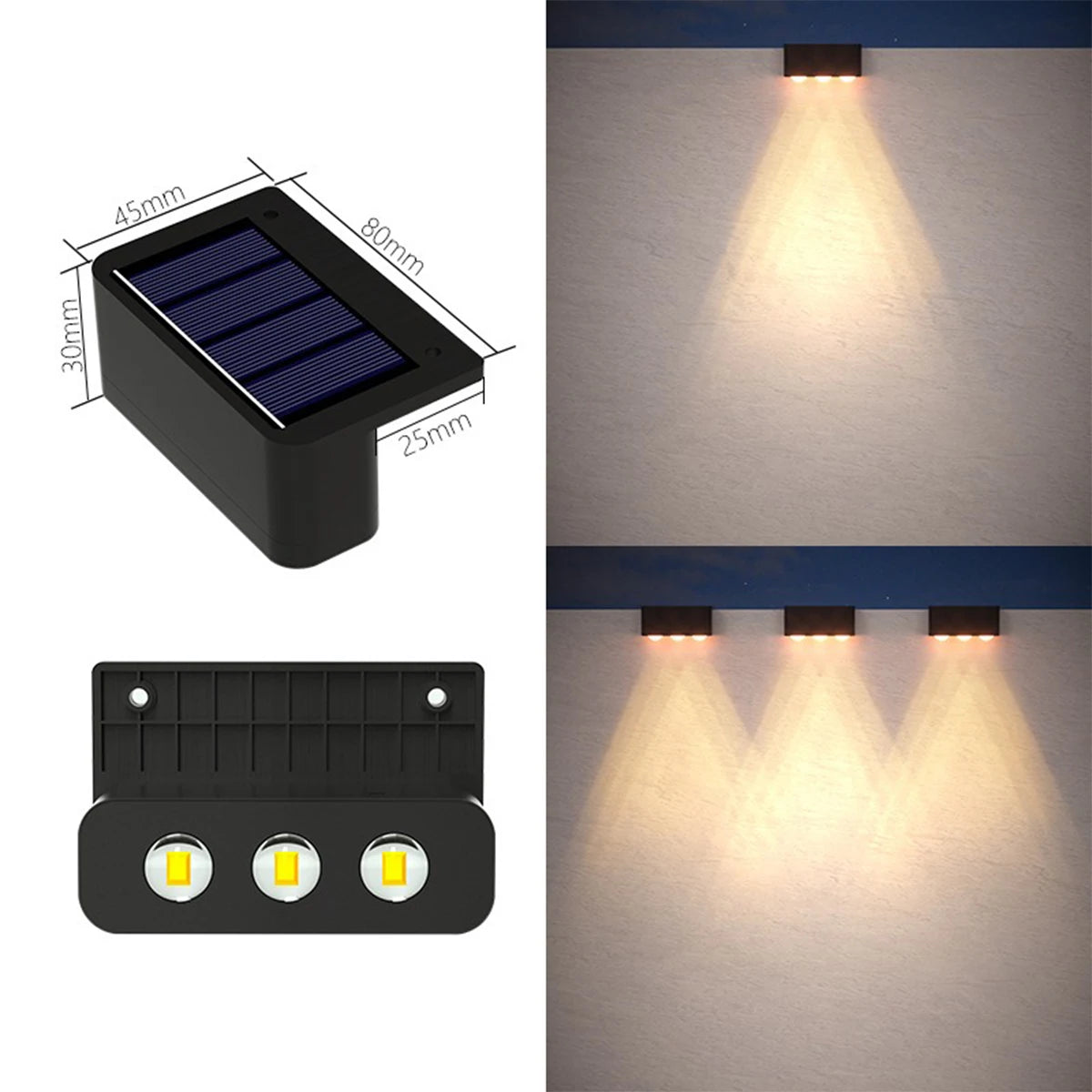 lumière solaire led noire ip65 adhésive murale led panneau solaire interrupteur tactile contemporaineextérieur