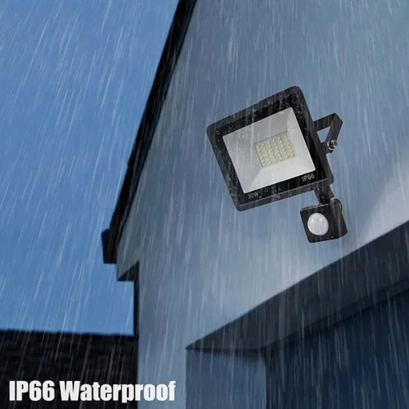 projecteurs led moderne noir ip66 interrupteur rotatif sensibilité allumage intensité lumièreextérieur garage jardin