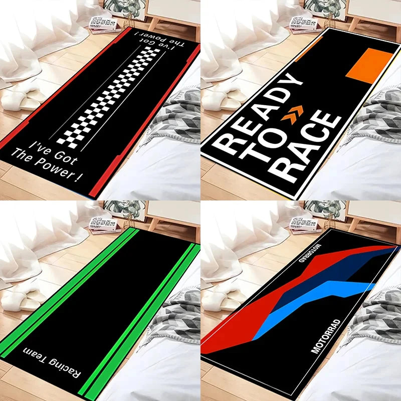 tapis sol garage moto sport noir imprimé racing team antiderapant imperméable moderne maison