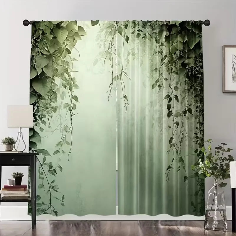 rideau vert feuilles moderne opacité 24x59 30x65 41x91 51x83 chambre salon
