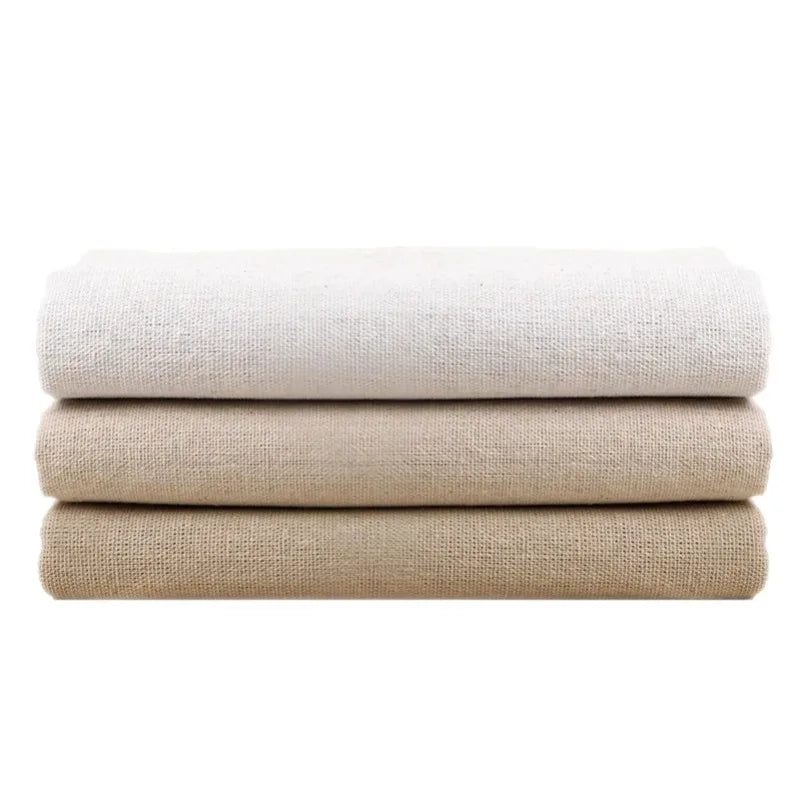 tissu coton lin beige clair résistant déchirure texture tissée simple rustique 135cm largeur tissu