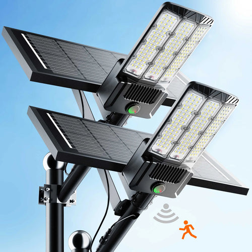 lampadaire solaire led moderne noir argenté détecteur mouvement ip65 industrielle télécommande