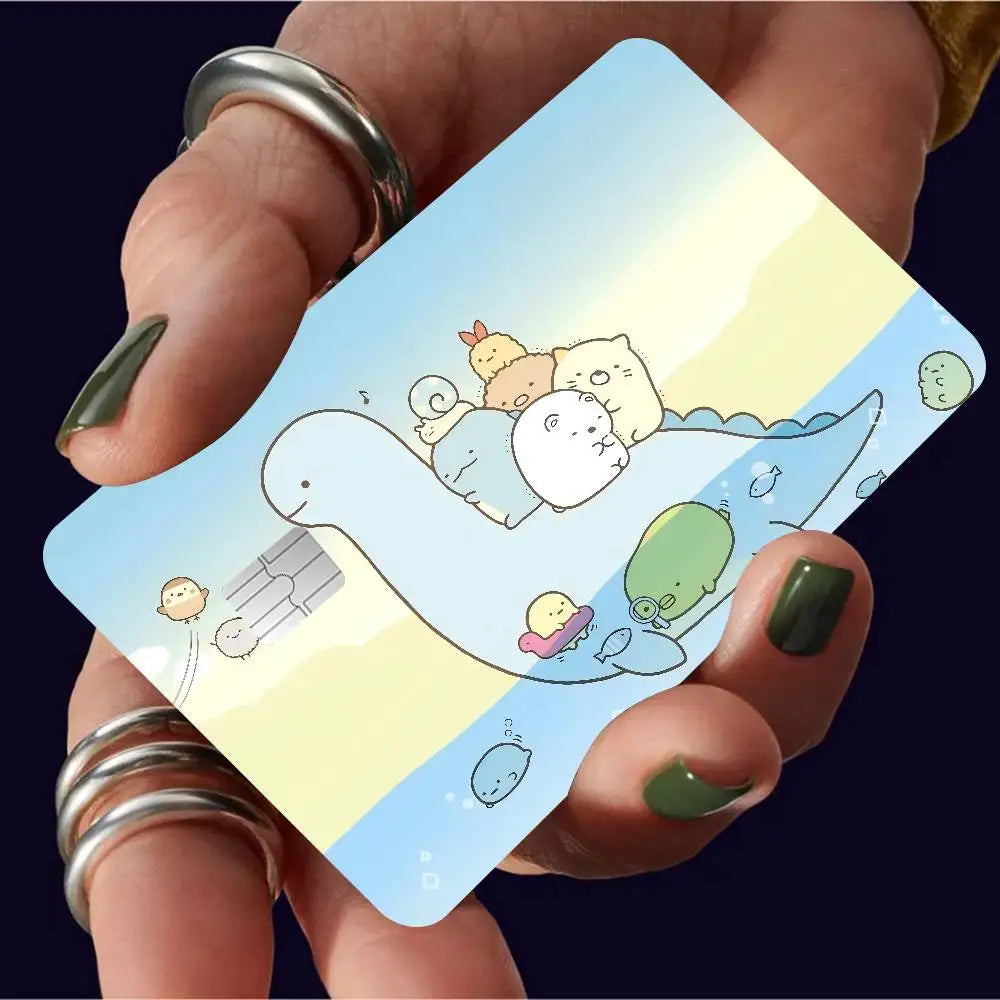 adhésifs décoratifs cartes bancaires dessin animé personnages mignons accessoires beige rose bleu vert marron