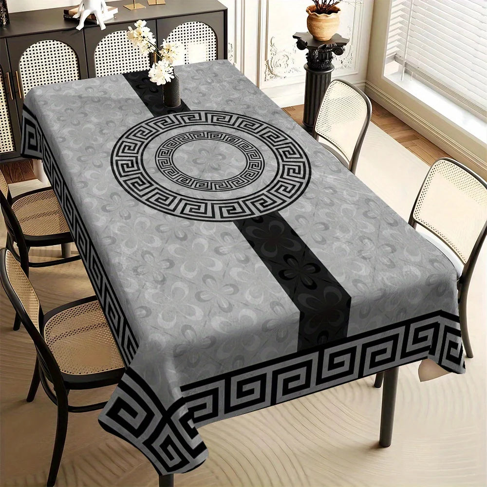 nappe table motif géométrique gris moderne facile nettoyer polyester imperméable décoration intérieure fête assiettes