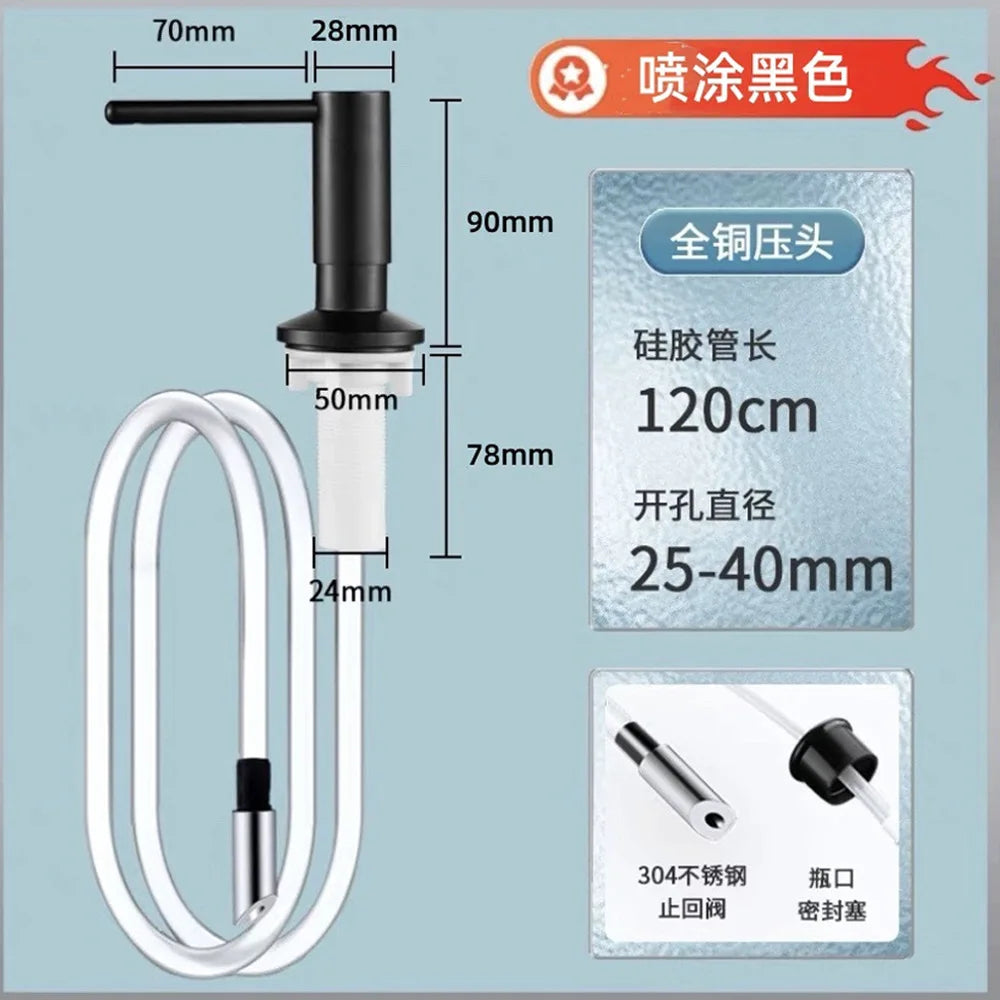 distributeur savon liquide argenté moderne tuyau flexible 120cm ouverture 25 40mm