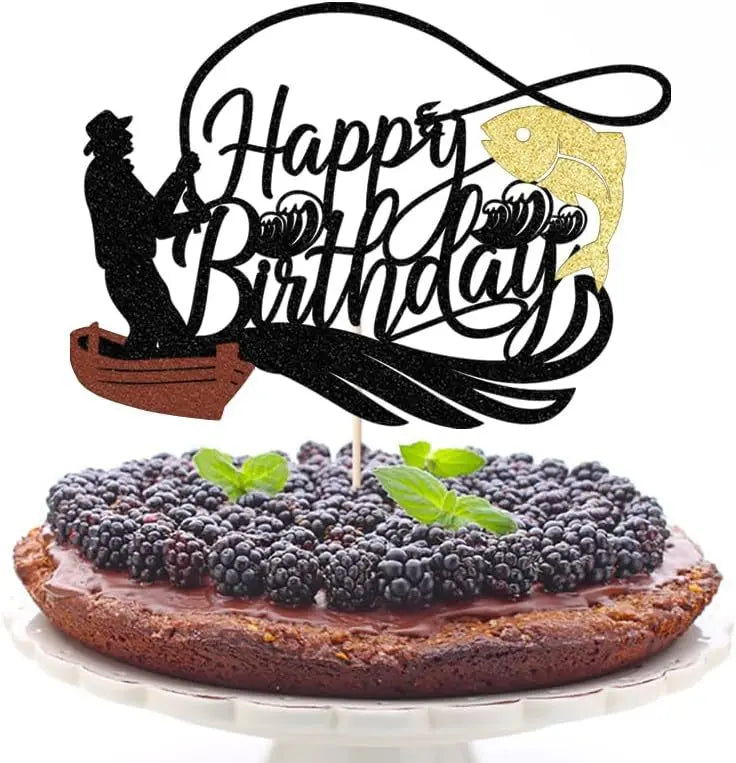 décoration gâteau pêche poissons bateau happy birthday anniversaire enfant festif carton motifs marins festive