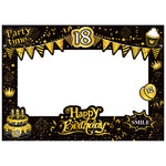 cadre photo noir doré guirlandes happy birthday party time smile festive