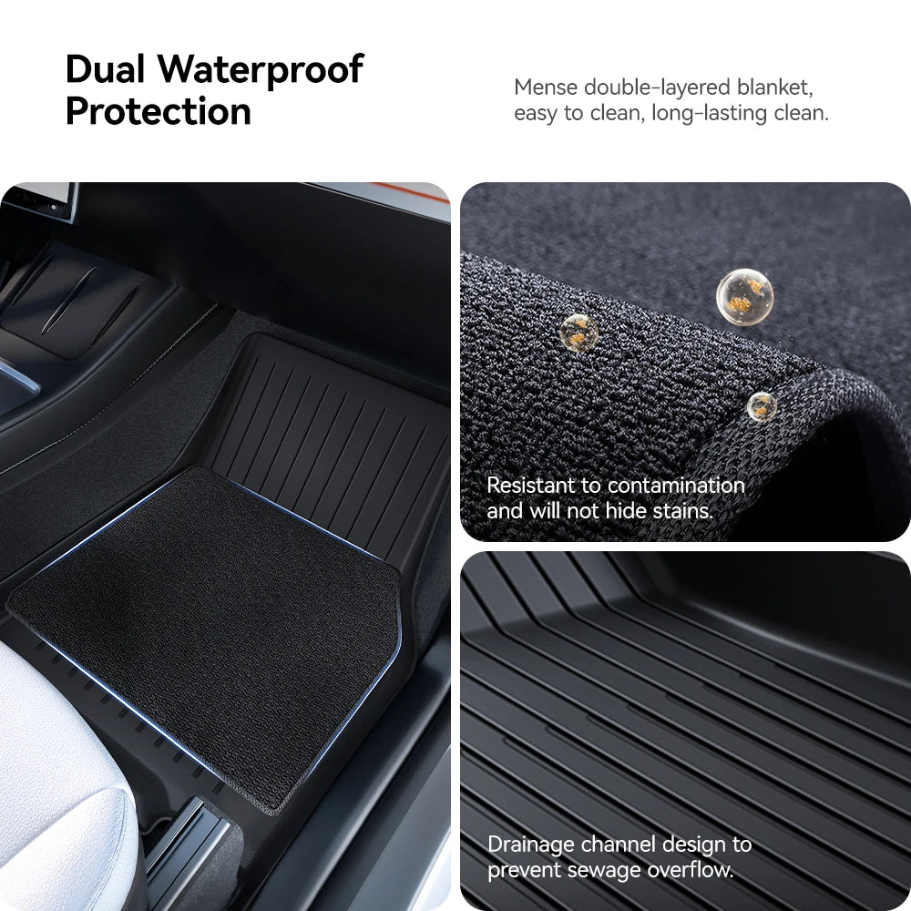 tapis sol voiture noir texture tissée moderne antidérapant fixations avant arrière coffre