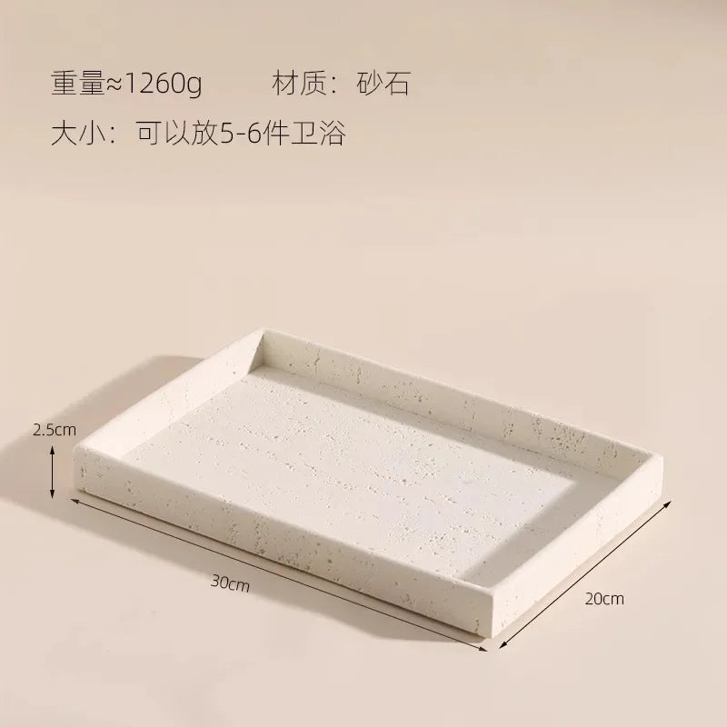 ensemble salle bain moderne blanc texturé distributeur savon gobelet support brosse dents plateau électrique