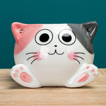 cache pot forme chat cartoon miniature deco plante verte blanc rose orange
