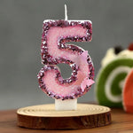 bougies numéraires pailletées rose violet blanc papillons relief décoration fil fixe anniversaire saint valentin