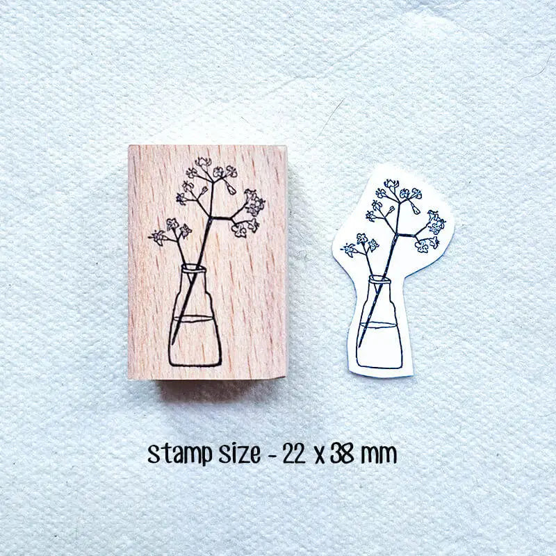 tampons encaustique bois naturel fleurs bouteilles minimaliste set artisanat journal scrapbook notes decoration