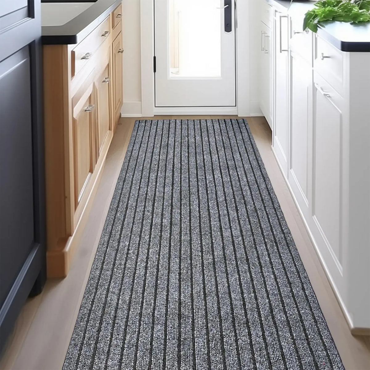 tapis rayé gris moderne polypropylène chambre rectangle absorption 60x120cm lavage main
