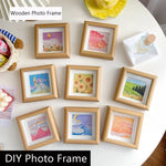 cadres photo miniatures bois illustrés paysages abstraits bohèmes multicolores adultes