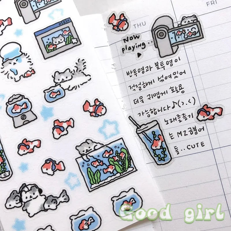 sticker kawaii multicolore dessins animés adhésifs mignons opaques autocollants animauxscriçãopta