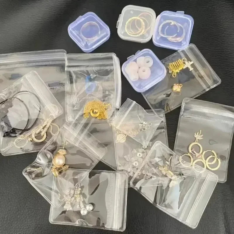 boîte rangement bijoux transparente moderne pratique zip boucles oreilles bracelets colliers accessoires