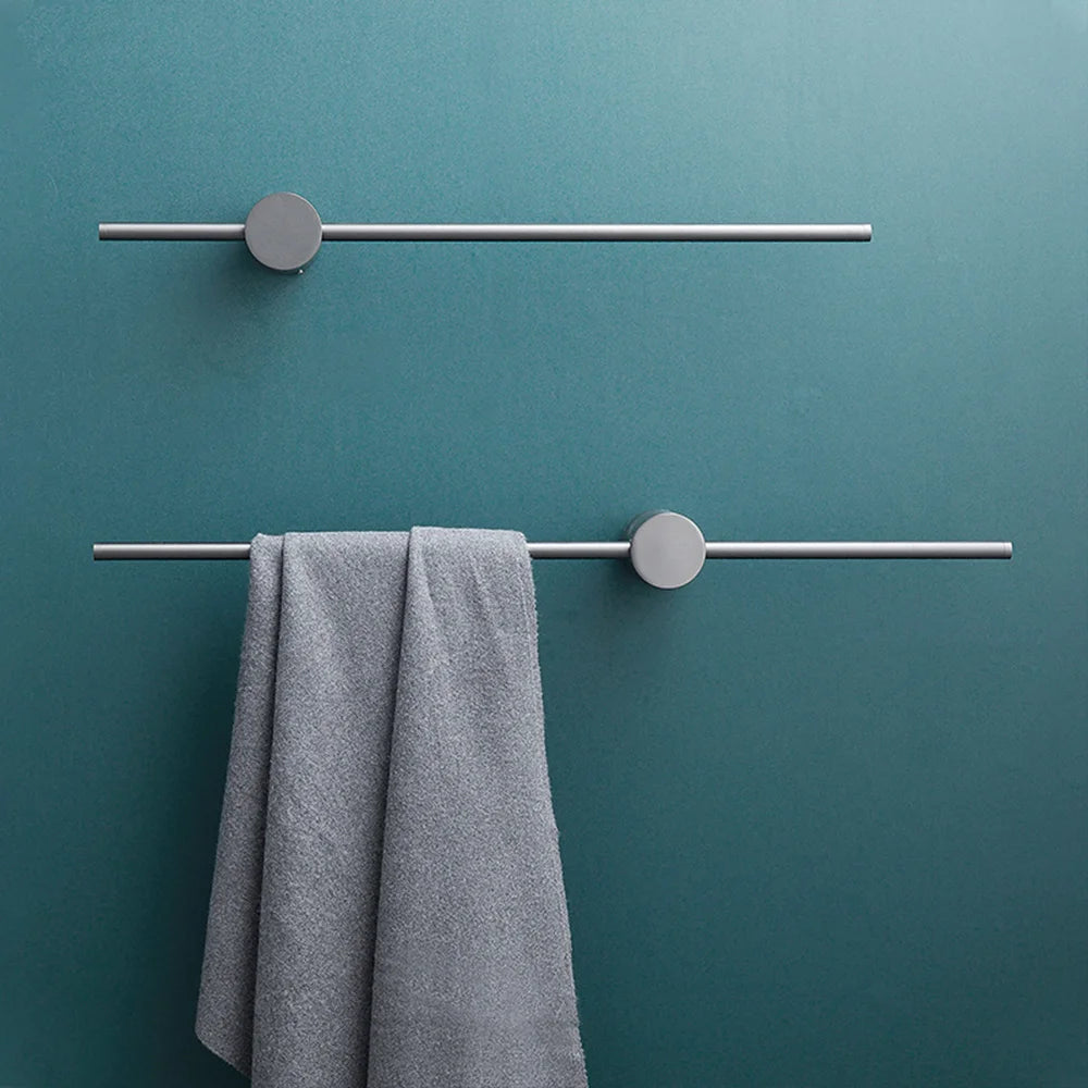 porte serviettes gris métallisé cuivre ajustable sans perçage salle bain moderne fixations