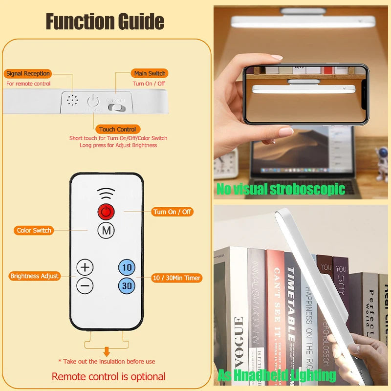 lampe led moderne rechargeable usb blanc opacité adhésive interrupteur tactile 30cm