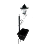 lampe solaire classique métal forgé pot fleurs noir extérieur ambiance jardin led 12v 6w