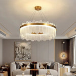 Suspension lumineuse moderne or verre dépoli blanc élégante encastrée lumière led chambre salon