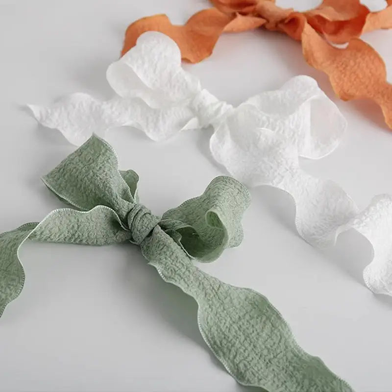rubans plissés organza 4cm multicolores adhésifs décoration cheveux emballage fleurs