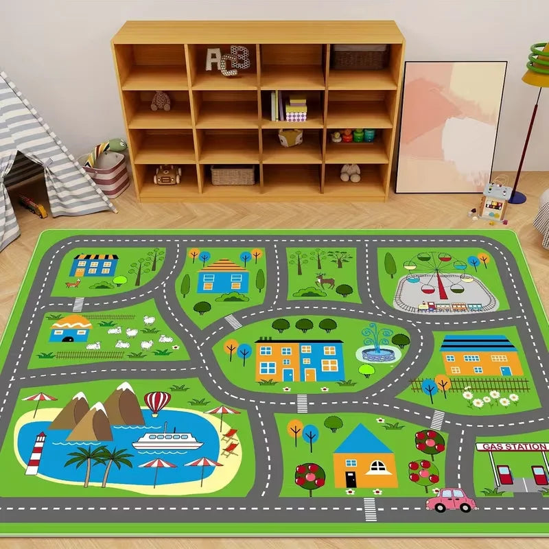 tapis urbain motifs routes bâtiments enfants moderne polypropylène polyester lavableextérieurintérieur