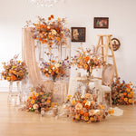 décoration boho chic bouquet fleurs artificielles mixtes orange rose marronextérieur anniversaire mariage