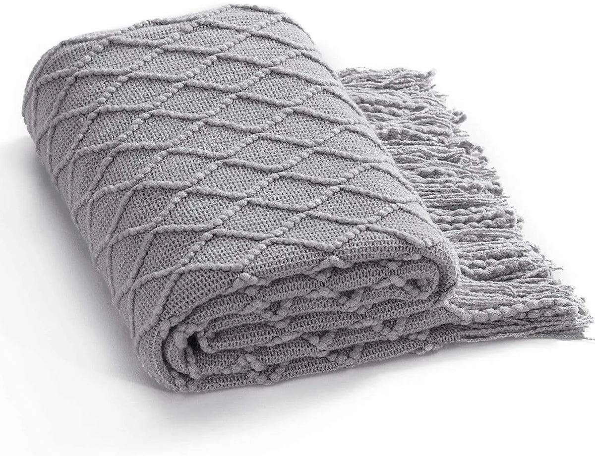 plaid motif losange franges couleurs rose beige vert gris chambre décoration hiver cozy champêtre