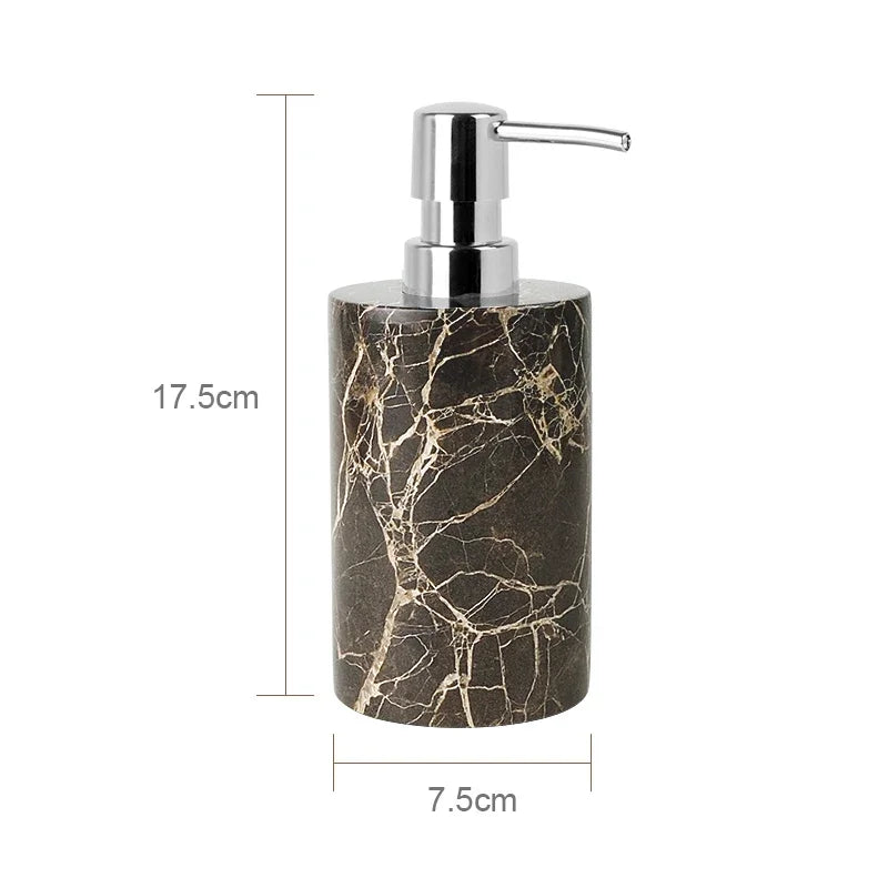 ensemble salle bain marbre distributeur savon porte savon diffuseur huiles essentielles noir doré