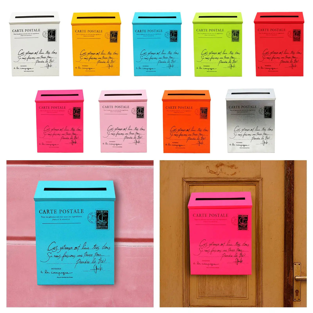 boîte lettres murale métal blanc classique timbre imprimé extérieur jardin porte classic adhesive mounted