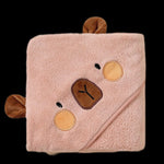 serviette bain bébé motif animaux ours éléphant chat doux décoration rose beige gris
