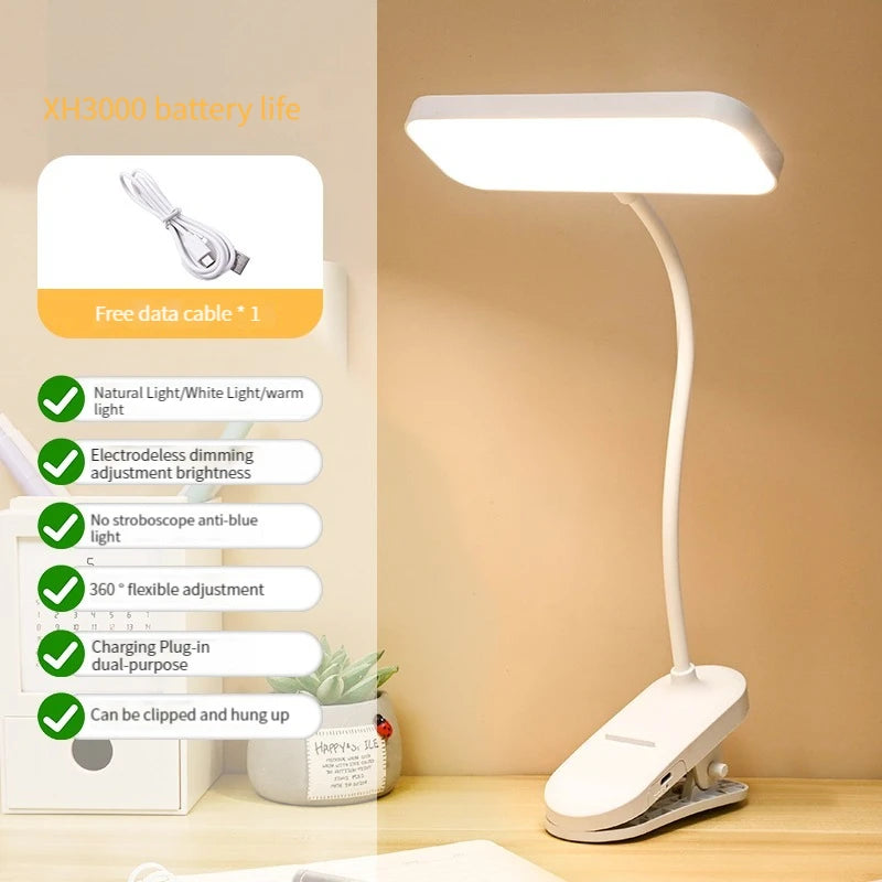 lampe moderne rechargeable led blanc clipser étudiant chambre dormir étude USB
