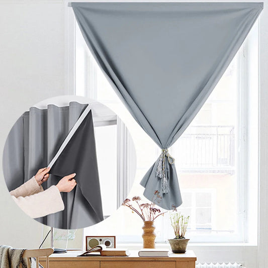 Voilage occultant gris clair petite hauteur 120 cm pour fenêtre avec fixation rapide