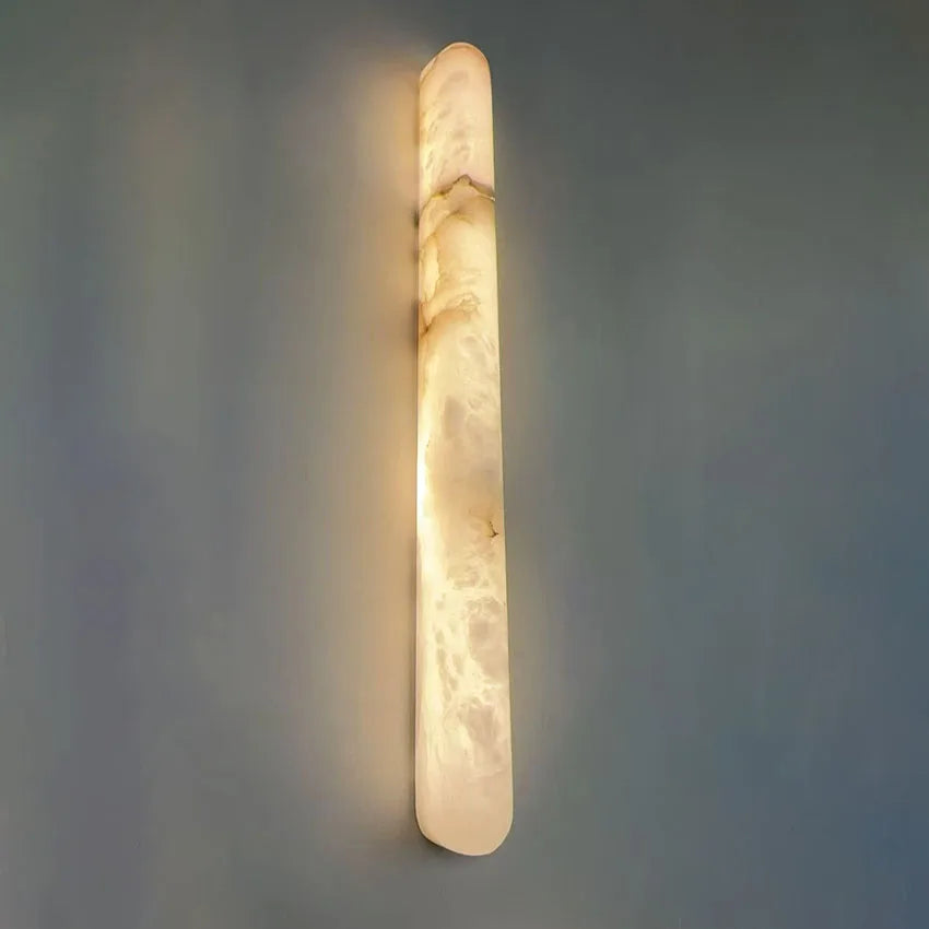 lampe murale moderne marbre blanc beige ovale 20cm led 90260v