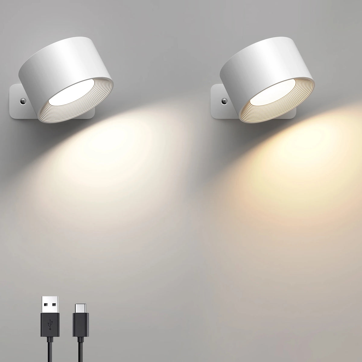lampe murale led moderne recharge usb plaque adhésive blanc beige marron minimaliste