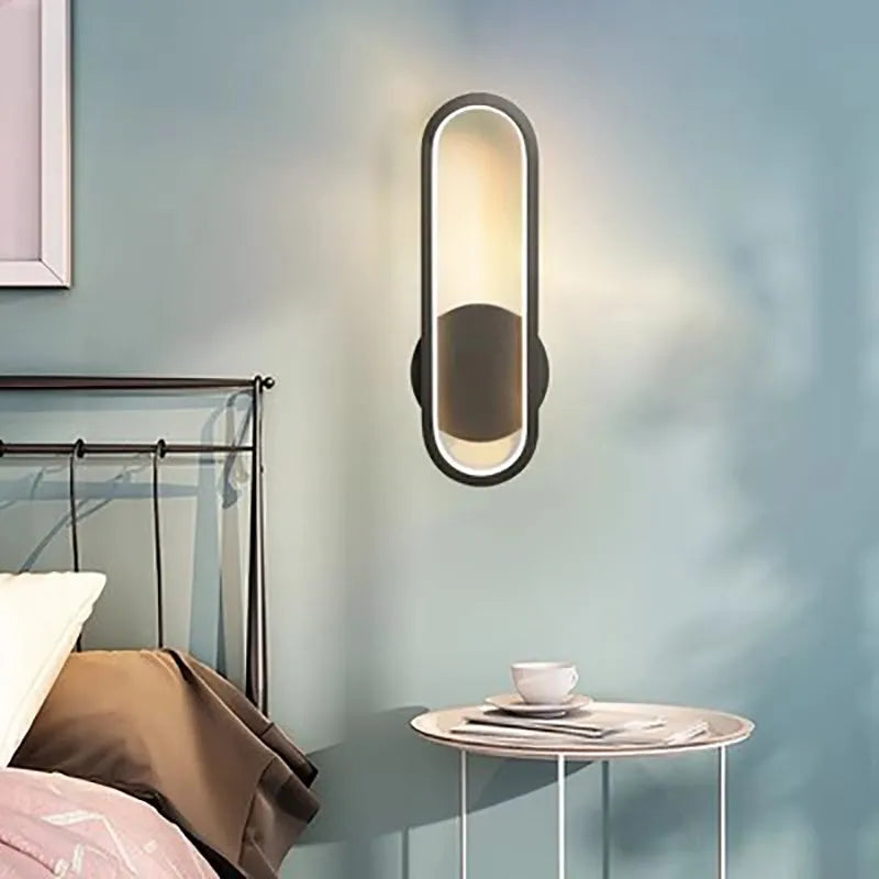 applique murale moderne blanc doré noir rectangulaire ovale sans fil led eyelets chambre salon